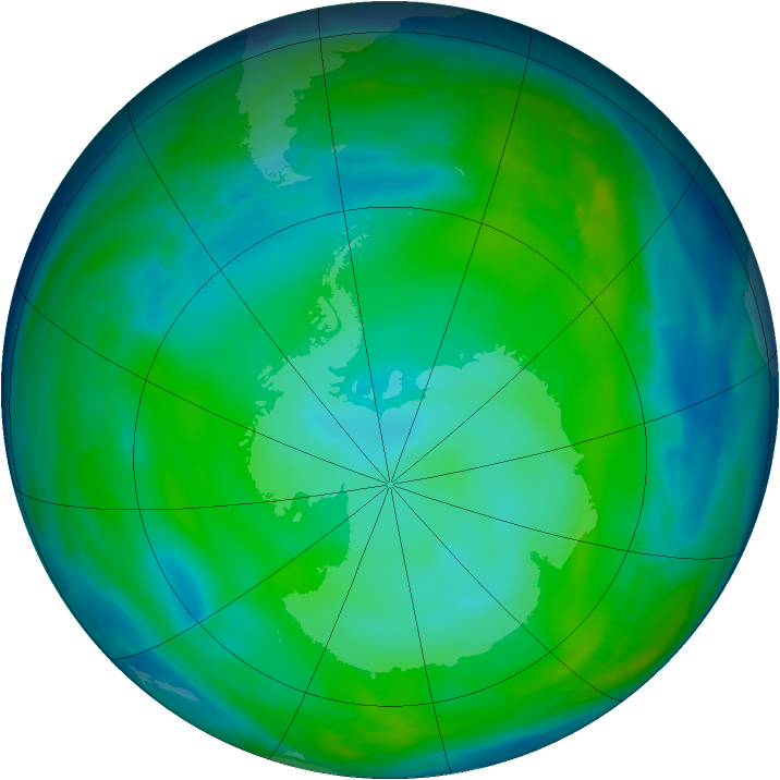 Antarctic ozone map for 20 June 2008